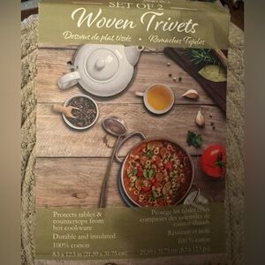 Oval Woven Trivets 8.5x12.5, Set of 2, 100% Cotton - Color Camel